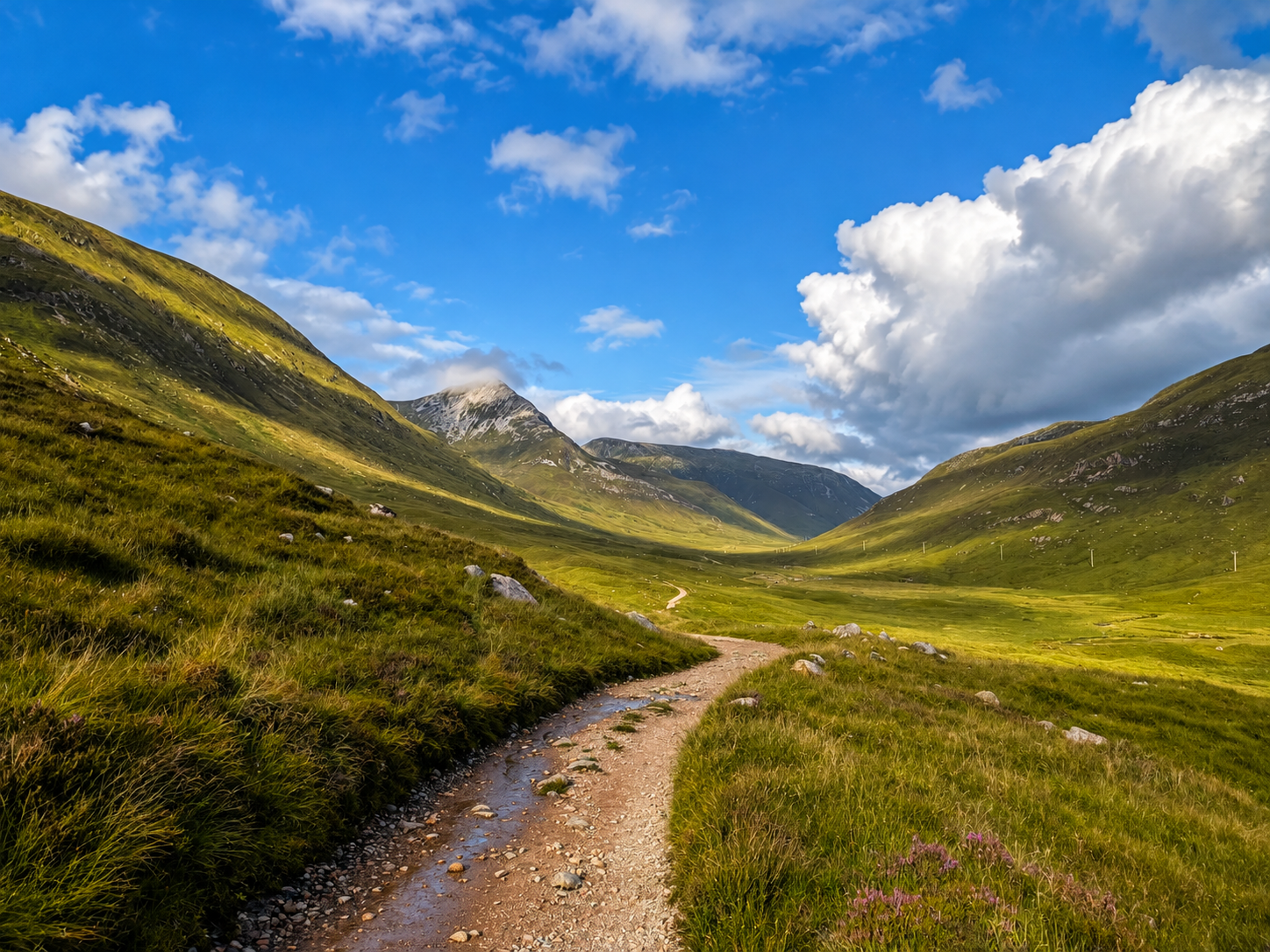 Trail beside a still loch on the West Highland Way